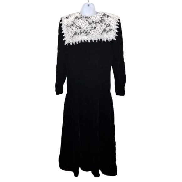 Scott McClintock 4 Dress Black Velvet Lace Collar - Picture 4 of 5